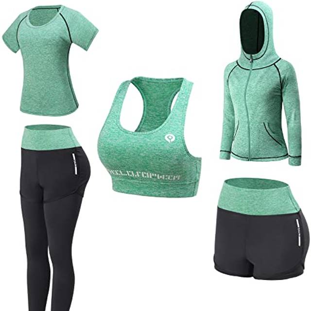 Workout Outfit Set for Women Yoga Exercise Clothes with Sport Bra Shor