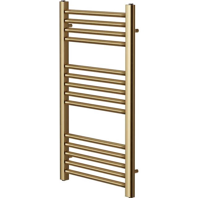 Manissa - York Flat Brushed Brass Central Heating Towel Rail 400mm Wide x 800mm High