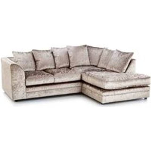Dylan Crushed Velvet Fabric 4 Seater L-Shape Corner Sofa in Mink (Right Hand Corner)
