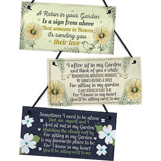Garden memorial pack of 3 hanging signs for garden shed remembrance plaques