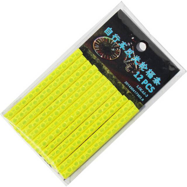 (a-Yellow) 12Pcs Bicycle Lights Wheel Rim Spoke Clip Tube Safety Warning Light Cycling Bike Strip Reflective Reflector Bicycle Accessories