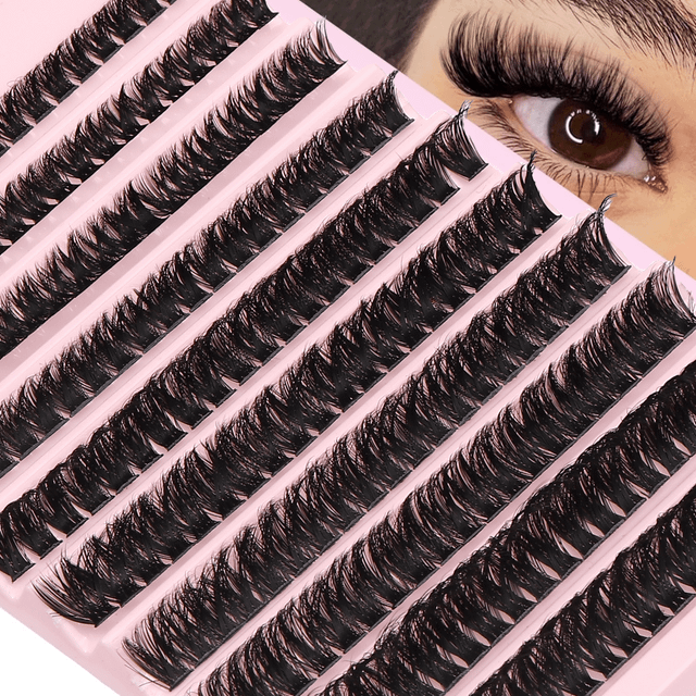 SHEIN &#34;Durable&#34; 200pcs DIY Eyelash Extension Kit - D Curl 80D Thick False Eyelashes, With Adhesive And Sealant, For Beginners, Reusable Cluster Eyelashes, C