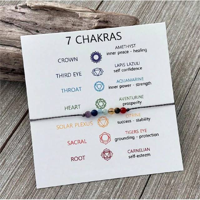SHEIN 7 Chakra Bracelets, Crystal Bracelets, Yoga Jewelry, Meditation Gifts, Healing Chakra Crystals, Spiritual Gifts, Natural Gemstone Bracelets