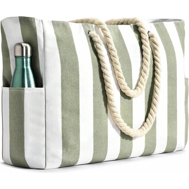 SHEIN Women&#39;s Large Waterproof Beach Tote Bag With Zipper, Sandproof For Swimming Pool, Random Pattern