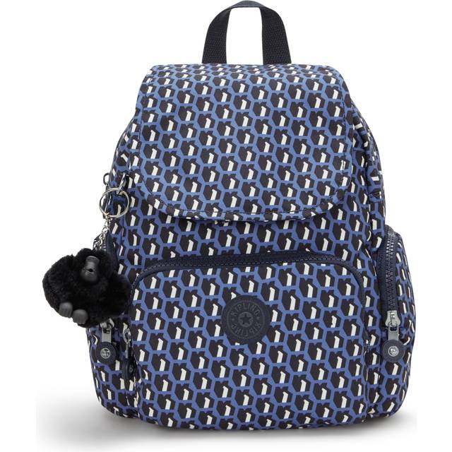 Kipling Backpack City Zip Mini 3d K Blue Print Small Woman 100% Recycled Polyester