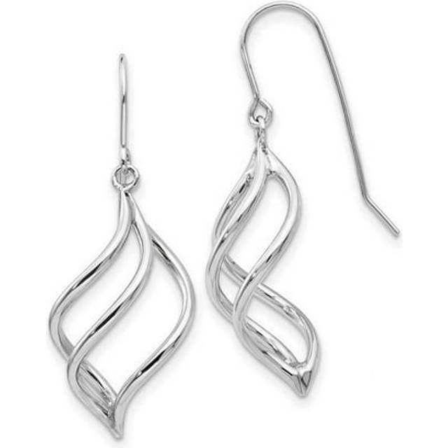 14K White Gold Swirl Dangle Earrings