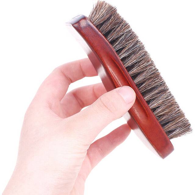 Natural wood Bristle Horse Hair Shoe Boot Brush Care Clean Shine Polish Brush
