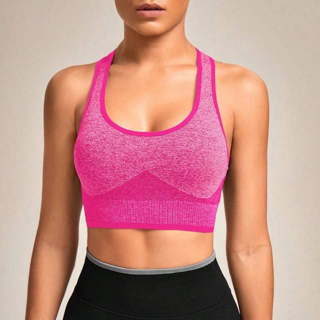 SHEIN Seamless Elastic Crop Sports Tank Top Gym Top Fitted Shirt
