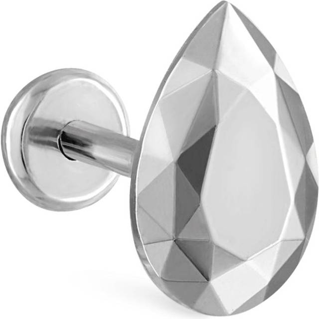 Maria Tash Faceted Pear Threaded Stud Earring - White - 7.5mm