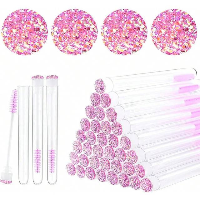 SHEIN 20/50Pcs Eyelash Brush Tube Disposable Mascara Wands Tube Reusable Lash Spoolies Brush Dust-Proof Cleaner Storage Tubes