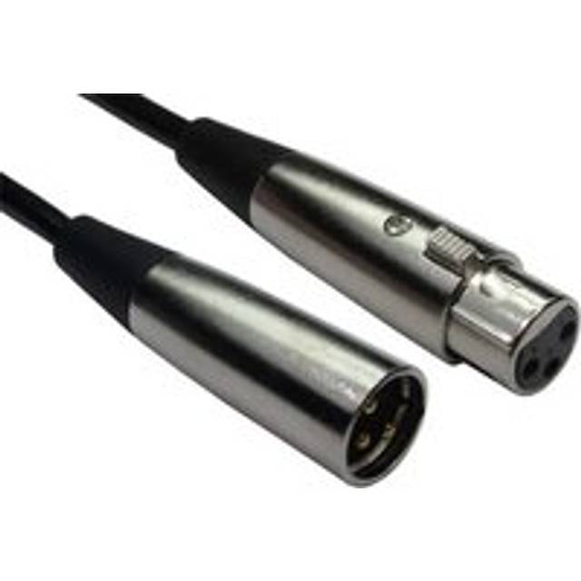 Cables Direct 1M 3PIN XLR M-F Cable (Silver Hoods + Gold Pins) - Sliver