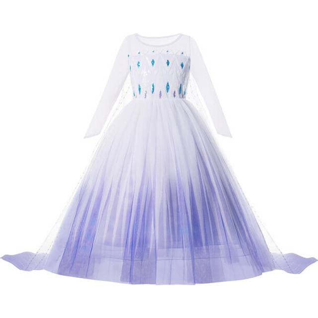 (Dress, 11-12T (150)) NEW'C Frozen 2 Cosplay Costume Elsa Princess Dress For Girls White Sequined Mesh Ball Gown