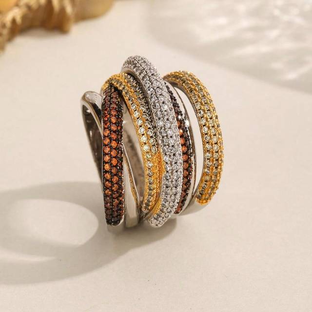 SHEIN 1pc Fashionable Luxury Style Multicolor Cubic Zirconia Women Wrap Ring, Mother&#39;s Day Gift