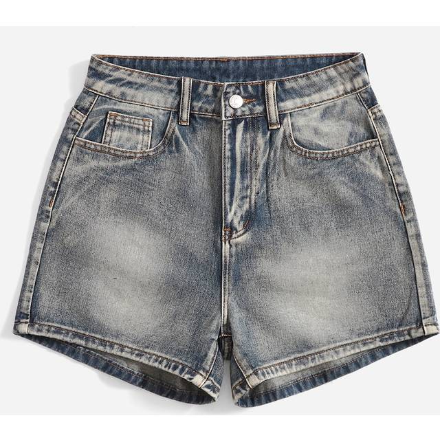 ROMWE Women&#39;s Fashion Skull Wing Printed Denim Shorts, Mom Shorts