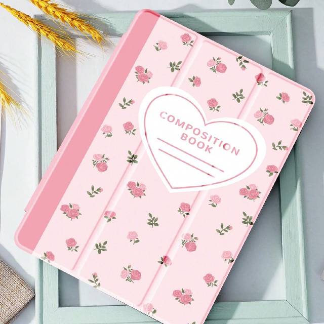 SHEIN Summer Phone Case Valentines Flower Notebook Pattern Case Compatible With IPad 10.2 Inch 2021/2020 IPad 9th/8th Generation,Compatible With Samsung Gal