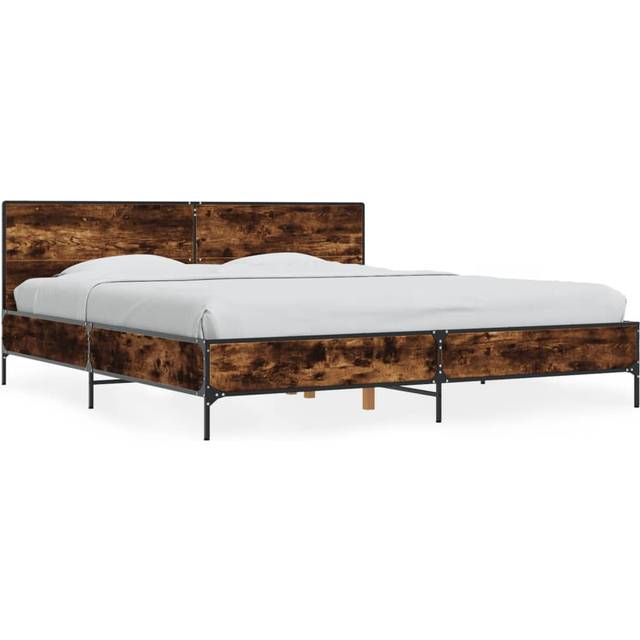vidaXL Bed Frame without Mattress Smoked Oak 180x200 cm Super King - Brown