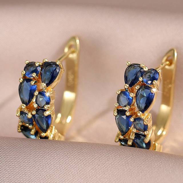 SHEIN 1 Pair Monalisa Mul CZ Stud Earrings For Women Girl Gold Wedding Earrings Jewelry Gift