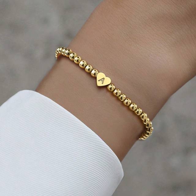 SHEIN New Classic A-Z Heart Initial Bracelet Women Handmade Bead Bracelet For Women Jewelry Gift Valentines