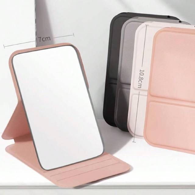 SHEIN 1pc Portable Mini Makeup Mirror, Foldable Handheld Or Desktop Stand Mirror For Dorm, Office And Travel, Women&#39;s Mirrored Compact For Quick Touch- Best