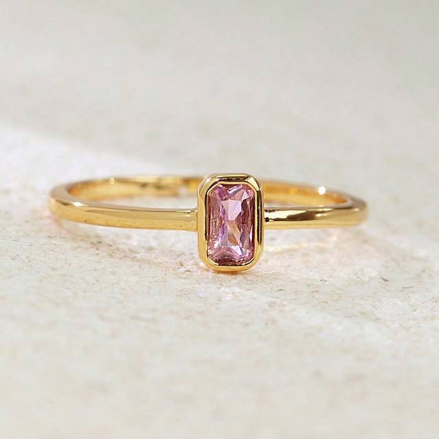 Charm-In Minimalist Style Brass Ring With 14K Gold Plating And Cubic Zirconia, Hypoallergenic And Fade-Resistant, Stackable Ring For Girls, Ideal Gift For Girl
