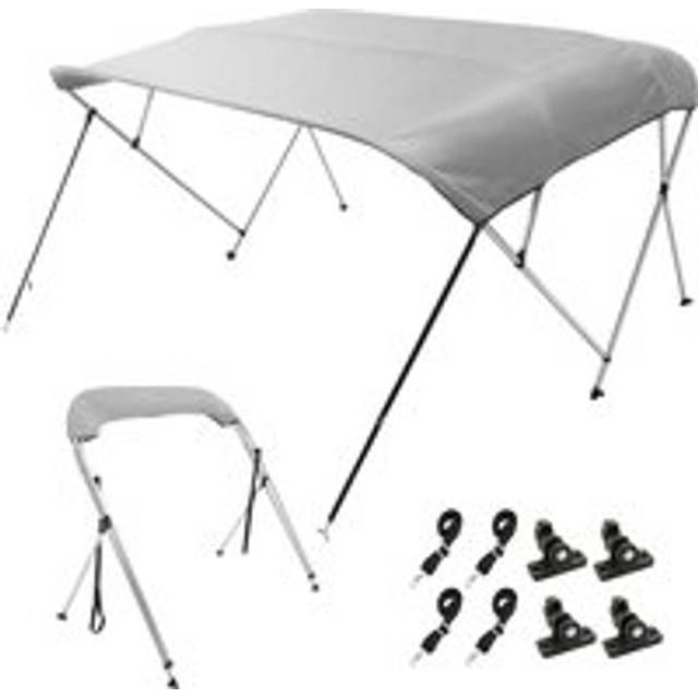 4 Bow Bimini Top Boat Cover, 900D Polyester Canopy with 1' Aluminum Alloy Frame, Waterproof and Sun Shade, Includes Storage Boot, 2 Support Poles, 4