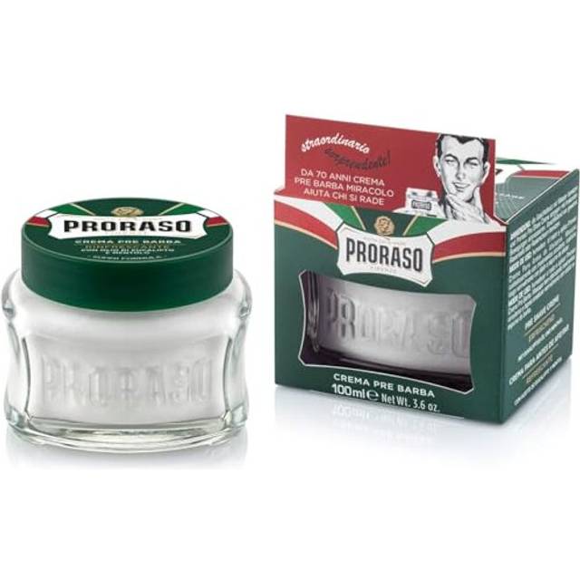 Pre Shave Cream, 100ml, Refreshing and Toning Pre Shaving Cream with Eucalyptus Oil and Menthol, Made in Italy, Green