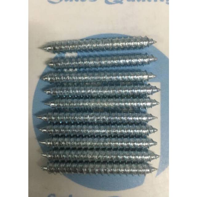 Dowel screws double ended wood to wood bzp 2 x 1/4 inch bzp steel x 10