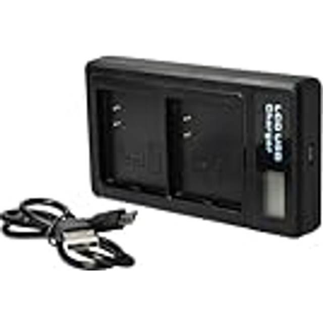 vhbw Dubbel USB-laddare kompatibel med Netgear/Arlo VMS5140 kamera videokamera actionkamera batteri – laddningsskal, LED laddningskontroll display