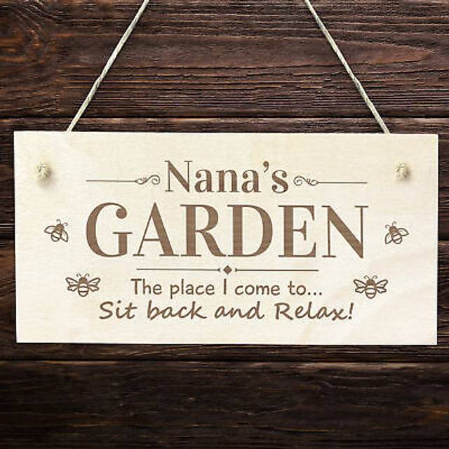 Nanas garden sign hanging engraved plaque garden signs for outdoor outside