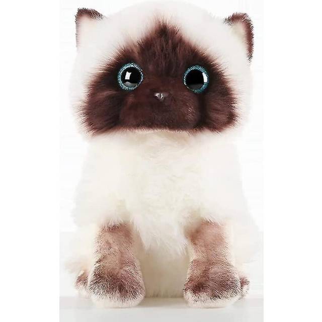 Cute Siamese Cat Plushie Toy Realistic Soft Stuffed Animal Doll For Kids