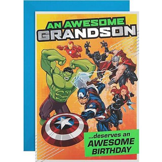 Marvel Superheroes Design Grandson Birthday Card With Activity