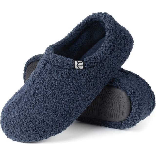 RockDove Women's Teddy Fleece Closed Back Indoor Slipper  Size 5-6 US Women  Navy Blue