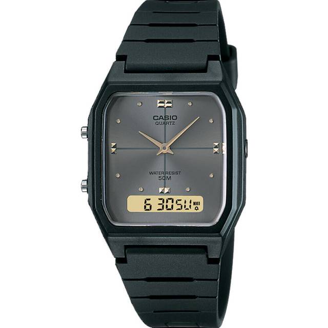 CASIO Quartz Waterproof Mens Black Analog/Digital Combo - BLACK - Free