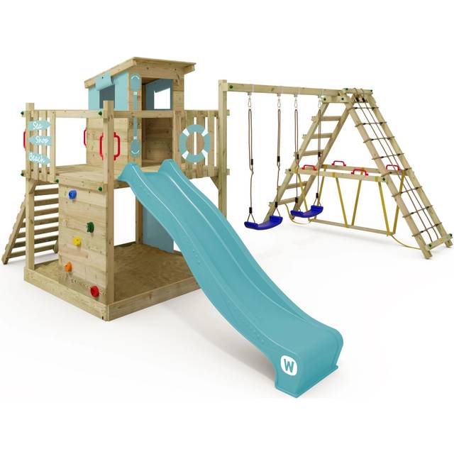 Smart Surf Climbing frame with slide and climbing wall - pastel blue - Wickey