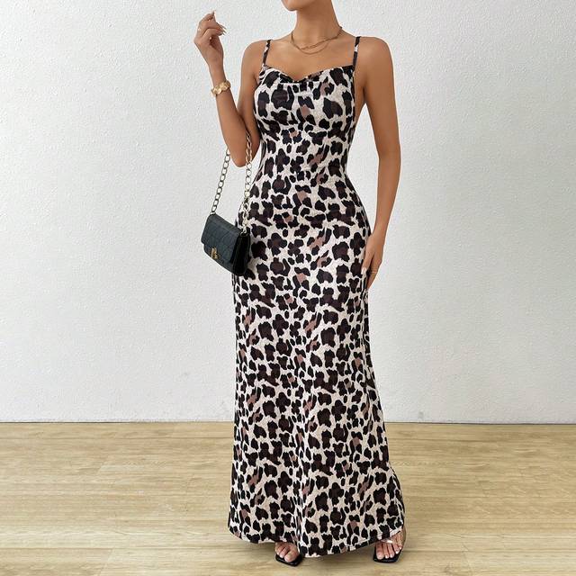 Chiquease Leopard Print Cami Long Dress Maxi Women Outfit