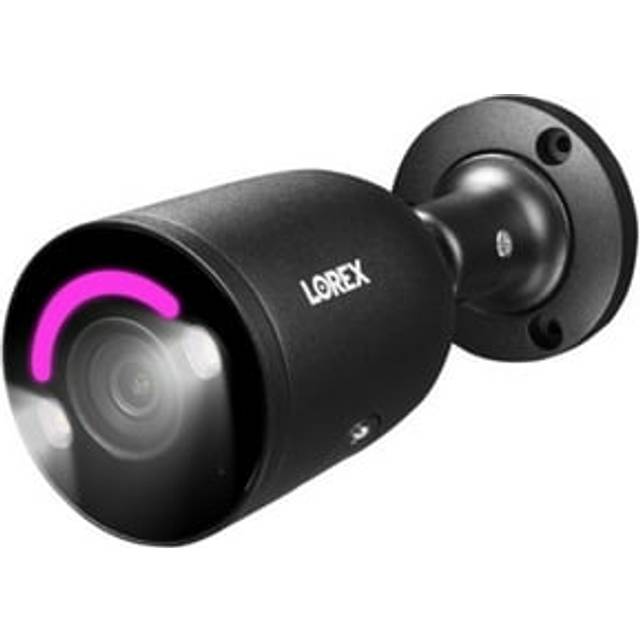 Lorex 4K IP Smart Security Lighting Deterrence Bullet AI PoE Wired 8MP Two-Way Audio Camera in Black