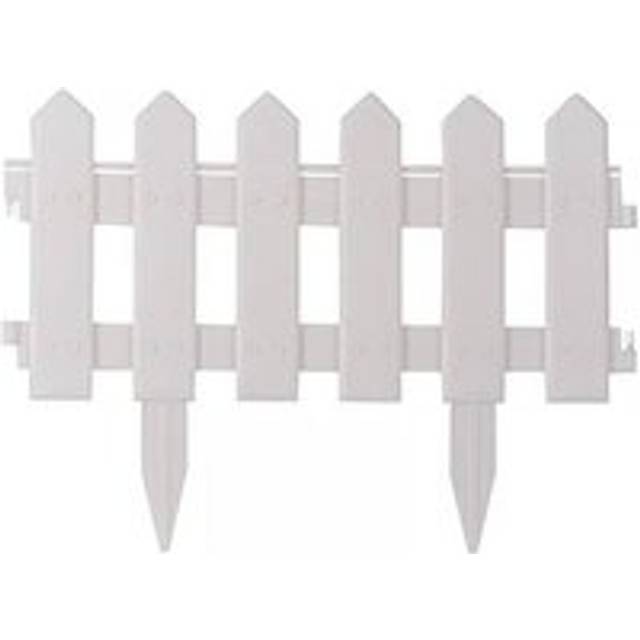 1 Pack of 4 White Picket Fence Panels Outdoor Decorative Garden Edging or Flower Border Path Spiked Feet Fencing Panels 20cm x 1.6m