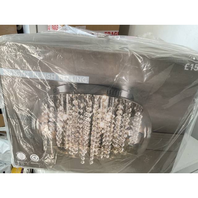 Brand nxt bella clear 3 light flush fitting sealed in a original box
