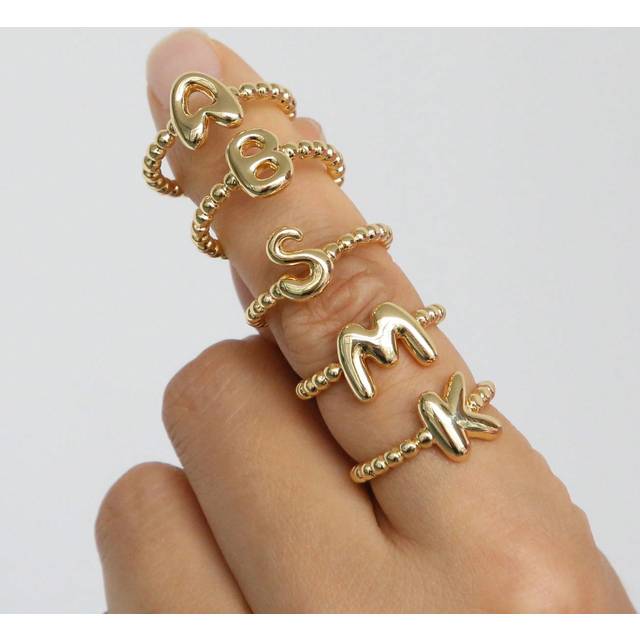 SHEIN Stylish Minimalist Bubble Letter Adjustable Rings, Suitable For Women&#39;s Daily Wear, Perfect For Birthday Gifts