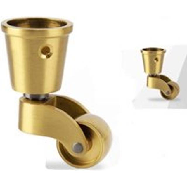 Alwaysh - Set of 2 Universal Casters, 1in Plate Casters, Brass Furniture Casters, Silent Rubber Wheels, Suitable for Piano Legs, Sofa, Table