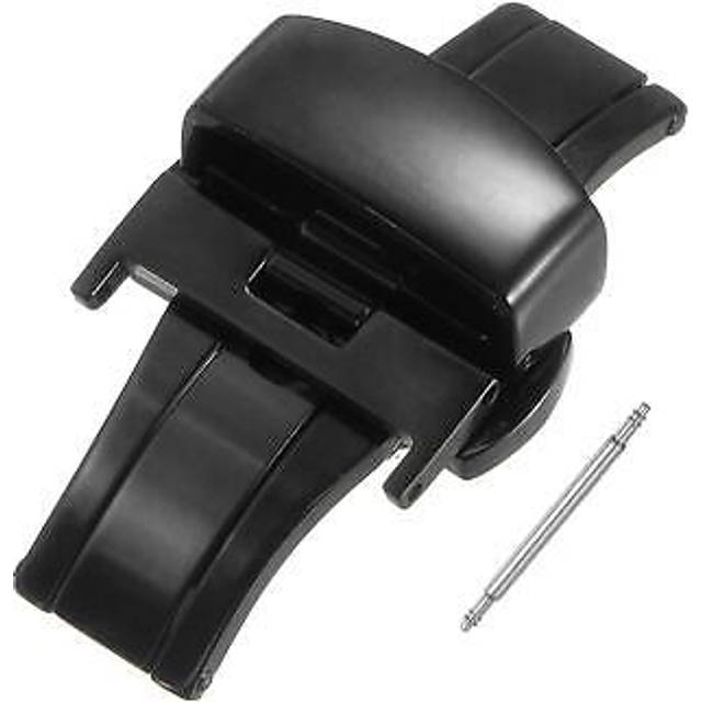 Folding watch clasp push button for 18mm leather watchband black