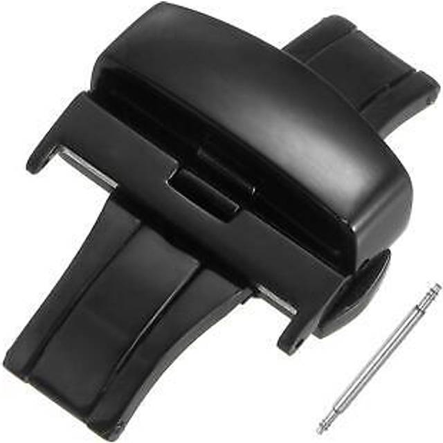 Folding watch clasp push button for 24mm leather watchband black