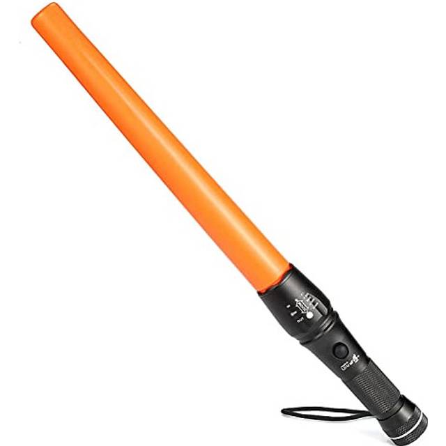 16 Inch Signal Traffic Wand LED Safety Torch 980 Lumens 5 Modes Zoomable Tactical Flashlight, Red Flashing Mode, Wrist