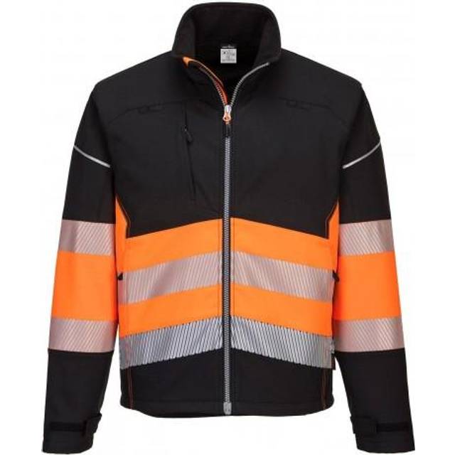 (XL, Black/Orange) Portwest Mens PW3 Hi-Vis 3 Layer Class 1 Soft Shell Jacket