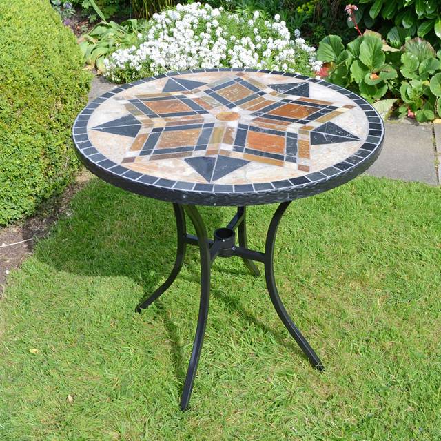 Darwin Garden Stone Mosaic Bistro Table - Brown