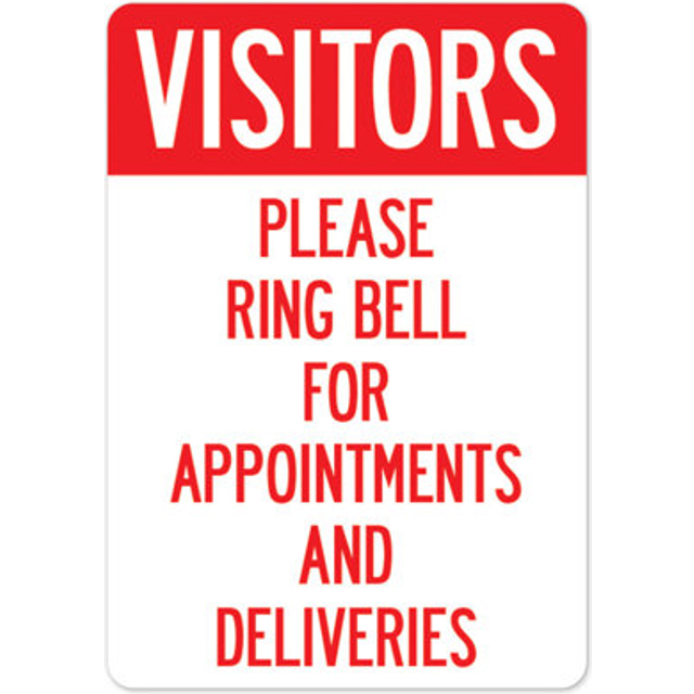 SignMission OS-NS-A-1218-25480 Covid-19 Notice Aluminum Sign - Visitors Please Ring Bell for Appointments & Deliveries