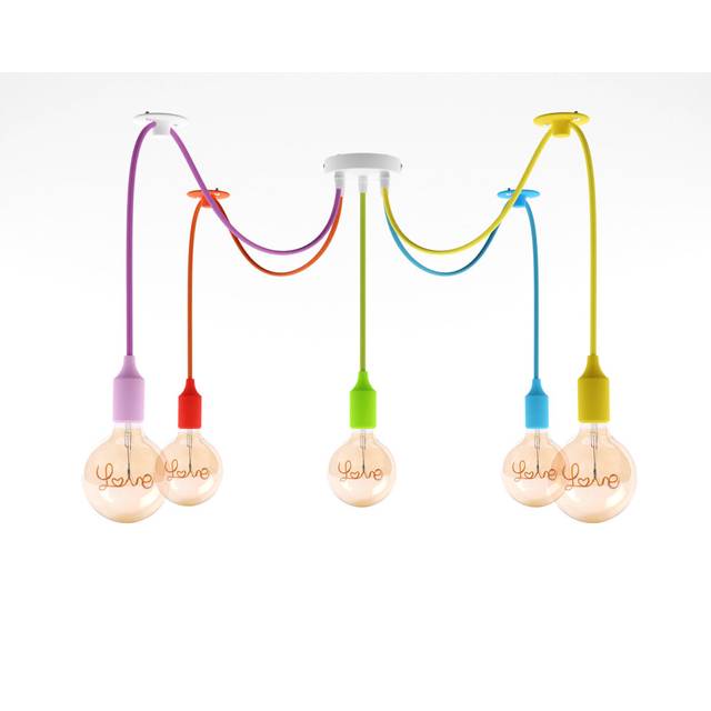 5 - Light Spider Bulb Pendant - Yellow;violet;Red;Light Green;Light Blue (197.5cm H X 100cm W)