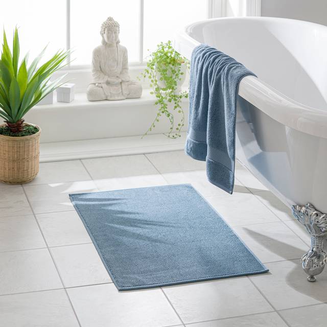 Hotel Heavyweight Terry Bath Mat - Atlantic Blue