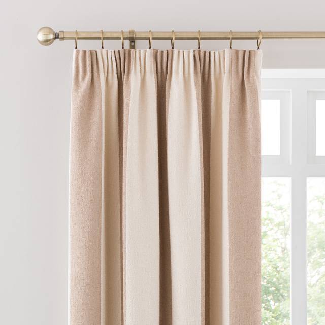 Boucle Stripe Pencil Pleat Curtains - Natural