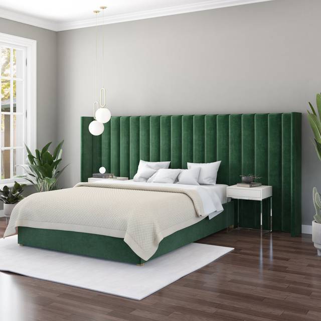 Aspire Furniture Aspire Grandeur Headboard In Plush Forest Green, Green